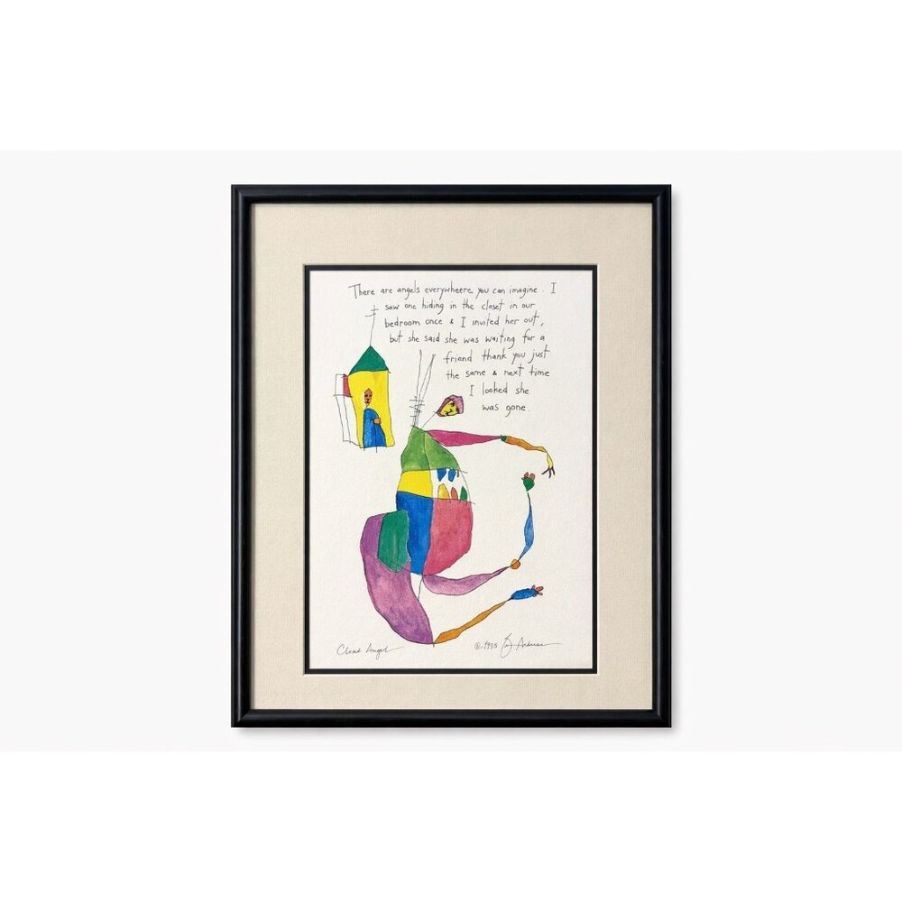 Framed Art Print Story People Brian Andreas Closet Angel 1995 Signed Framed 15x1